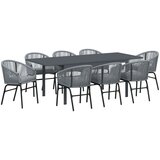 vidaXL set za blagovanje u vrtu od 10 dijelova s jastučićima sivi poli ratan, produživi vrtni stol antracit (140-210)x90x73 cm čelik Cijene