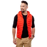 Glano Men's Quilted Vest with Hood - Red