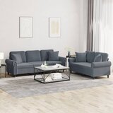  2-dijelni set sofa s jastucima tamnosivi baršunasti | shoptok.hr