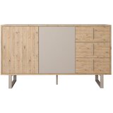 Marckeric Siva/u prirodnoj boji niska komoda u dekoru hrasta 140x80 cm Millay – | shoptok.hr