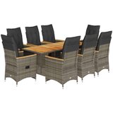 vidaXL 9-dijelni vrtni bistro set od poliratana s jastucima sivi | shoptok.hr