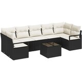 vidaXL 8-dijelni set vrtne sofe s jastucima Crni poli ratan, 2-sjedna vrtna sofa s pohranom i jastucima Crni poli ratan Cijene