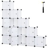 Songmics 15 cube self storage organizator plastična omara garderobna omara z vrati za oblačila, čevlje, igrače, knjige, enostavno sestavljanje, bela LPC44BS, (21275792) Cene