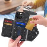 INORCO Ovitek za telefon z držalom za kartice s trikotnim stojalom za iPhone 11 Pro Max 6,5 palčni ovitek za telefon iz PU usnja+TPU v prahu z bleščicami, (22034532) | Shoptok.si