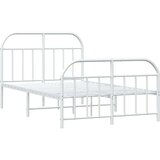 vidaXL Kovinski posteljni okvir z vzglavjem in vznožjem bel 120x190 cm | Shoptok.si