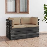 The Living Store Vrtni kavč dvosed iz palet z blazinami trdna borovina - Kavč Iz Palet, (21471898) Cene