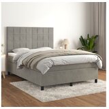  Box spring postelja z vzmetnico svetlo siv 140x190 cm žamet | Shoptok.si