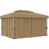 vidaXL paviljon z zaveso 4x3 m taupe aluminij | Shoptok.si
