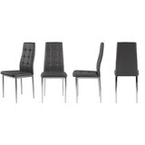  Set od 4 stolice za dnevni boravak ili blagovaonicu, jednostavna prošivena stolica, kromirane noge, siva eko koža | shoptok.hr