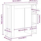 vidaXL Barska miza s polico rjavi hrast 102x50x103,5 cm iverna pl. | Shoptok.si
