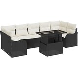 vidaXL 8-delni vrtni sofa set z blazinami črna poli ratan, 2-sedežna vrtna sofa z blazinami črna poli ratan Cene