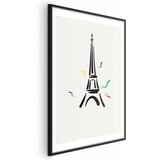  Plakat - Black Illustration of the Eiffel Tower on a Light Background 60x90 Crni okvir s margom | shoptok.hr