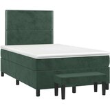 vidaXL Box spring postelja z vzmetnico temno zelena 120x200 cm žamet | Shoptok.si