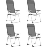  Zložljivi stoli za kampiranje 4 kosi sive barve aluminij | Shoptok.si