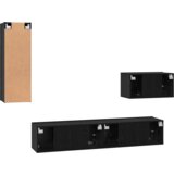 vidaXL Stenski TV kabinet s polico Drugo s shranjevanjem z vrati 4 pcs Črni hrast | Shoptok.si