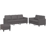  3-dijelni set sofa s jastucima sivi od umjetne kože | shoptok.hr