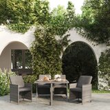 The Living Store Vrtna jedilna garnitura 5-delna z blazinami poli ratan siva - Vrtna Jedilna Garnitura, (21480009) | Shoptok.si