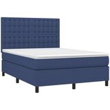  Box spring postelja z vzmetnico LED modra 140x200 cm blago, (20896263) | Shoptok.si