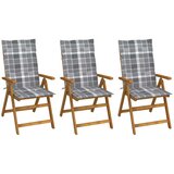 Maison Chic Zložljivi Vrtni Stoli - Stol za vrti 3 kosi z blazinami trden akacijev les JS2824, (21876152) | Shoptok.si