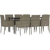  9-dijelni vrtni blagovaonski set crno-sivi od poliratana Siva Dužina stola 160 cm | shoptok.hr