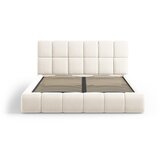 Micadoni Krem baršunasti tapecirani bračni krevet s prostorom za odlaganje s podnicom 140x200 cm Bellis – | shoptok.hr