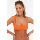 Trendyol Orange Textured Bikini Top Cene