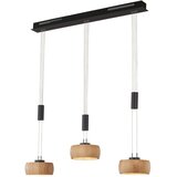 Fischer & Honsel Črna/v naravni barvi LED zatemnitvena viseča svetilka z lesenim senčilom Shine-wood – Cene