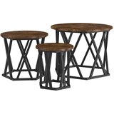  Ugolni bočni stol 3 pcs Dimljeni hrast Inženjerska drva i čelik | shoptok.hr