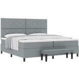 vidaXL Box Spring krevet s madracem i klupom svjetlosiva 200x200 cm tkanina Cijene