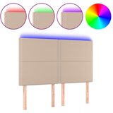 vidaXL LED posteljno vzglavje kapučino 144x5x118/128 cm umetno usnje, (20954177) | Shoptok.si