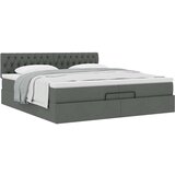 vidaXL Otomanski krevet s madracem tamnosivi 200x200 cm od tkanine | shoptok.hr