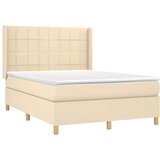  Box spring postelja z vzmetnico LED krem 140x200 cm blago, (20900109) | Shoptok.si