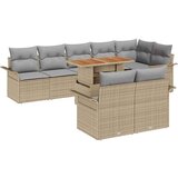 vidaXL 9-delni vrtni kavč set z blazinami Bež poli ratan | Shoptok.si