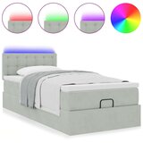 vidaXL Otomanski posteljni okvir z vzmetnico siv 90x190 cm žamet | Shoptok.si