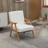  Tapecirana fotelja u skandinavskom dizajnu baršunasti izgled okvir od punog drva 68 x 74 x 82 cm prirodna+krem boja | shoptok.hr
