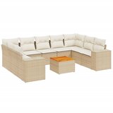  10-dijelni set vrtnih sofa s jastucima bež od poliratana 83 x 62 x 69 cm | Shoptok.si