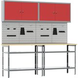  Set radnog stola 8 kom. Crvena i siva Čelik s prahom premazan | shoptok.hr
