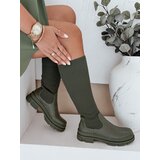 DStreet Kozaki damskie skarpetkowe zielone | Shoptok.si