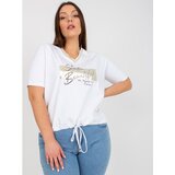 Fashion Hunters White casual plus size blouse with print | shoptok.hr