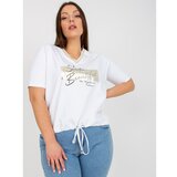 Fashion Hunters White casual plus size blouse with print Cene