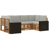  Sekcijska garnitura 6 pcs Prirodna i svjetlosiva Poliester | Eponuda.com