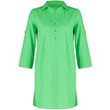 Trendyol Green Abstract Belted Midi Woven 100% Cotton Beach Dress with Ribbon Accessories Cene