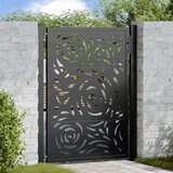 vidaXL Vrtna vrata črna 105x130 cm Jeklena ognjena oblika | Shoptok.si
