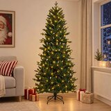  Umjetno božićno drvce s nogom 150 cm 150 LED lampica - Zelena 150 cm s LED svjetlima | shoptok.hr