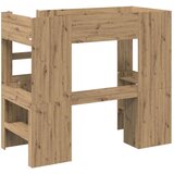  Postelja na podstrešju z mizo Umetni hrast 80 x 200 cm, (5000137078) | Shoptok.si