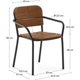 Kave Home Crna/smeđa vrtna stolica od masivnog drveta/metalna Algueret – | shoptok.hr