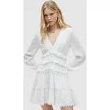 AllSaints Obleka ZORA DRESS bela barva, WD462Y