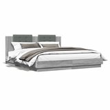 Furnova Posteljni okvir z vzglavjem siva sonoma 200x200 cm inž. les, (21940563) | Shoptok.si