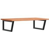  Zidna polica za umivaonik od čelika i masivne bukovine Smeđa 100 x 60 x 2.5 cm | Shoptok.si