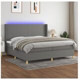  Box spring postelja z vzmetnico LED temno siva 200x200 cm blago | Shoptok.si